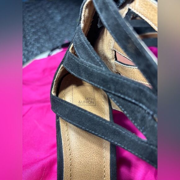 14th & Union Black Sandal Wedges EPC Size 8.5 Excellent Preloved Condition - Picture 8 of 9